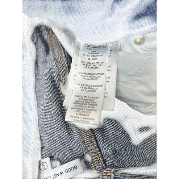 Good American Good Waist High Rise Straight Jeans 28 Distressed Split Hem - Picture 9 of 13